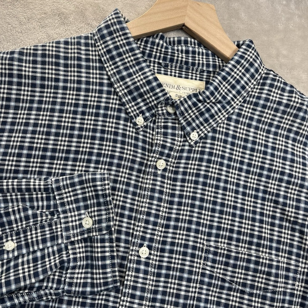 Ralph Lauren Denim & Supply Shirt Mens XXL Blue Button Down Plaid Long Sleeve